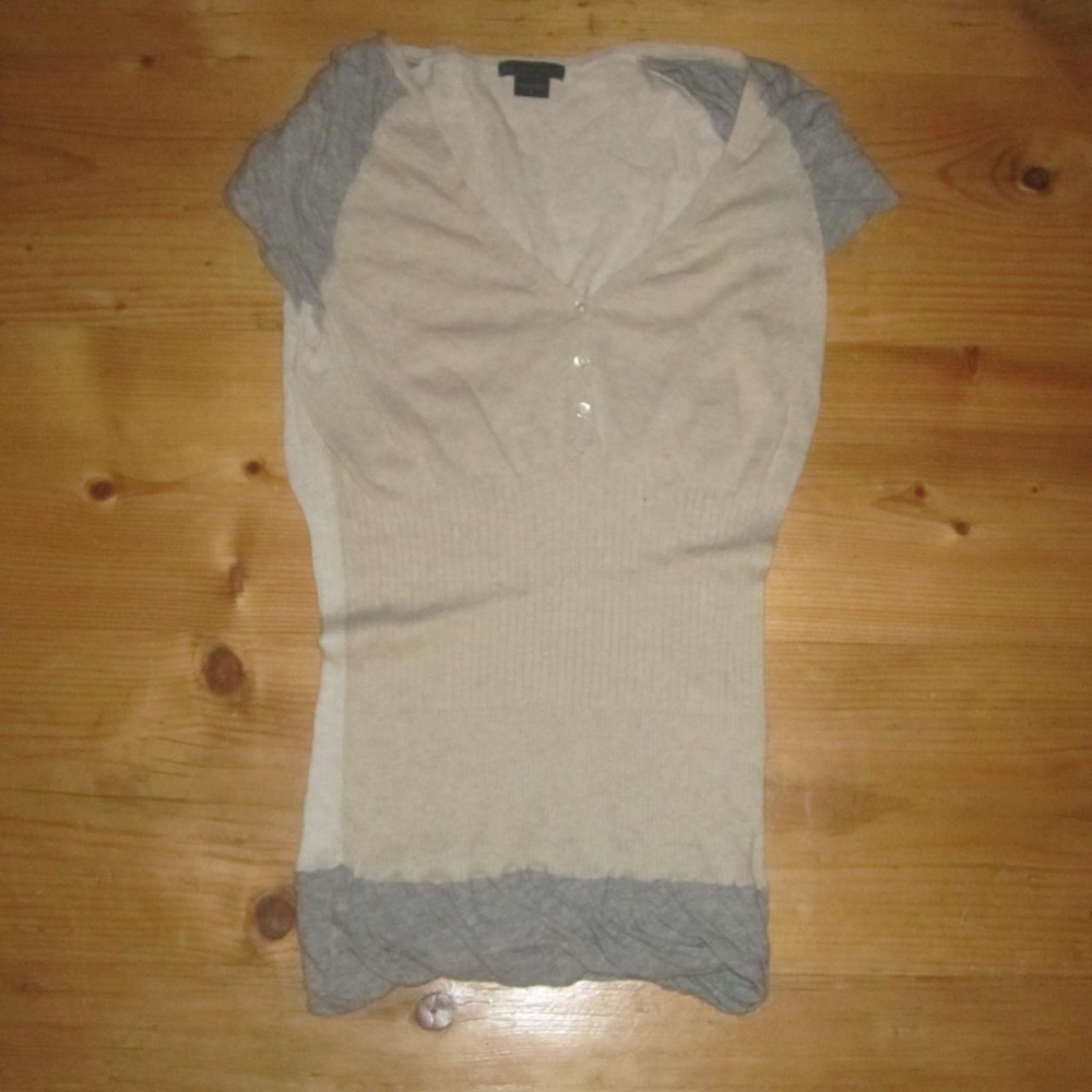 Armani Exchange Cream and Gray Women's Top